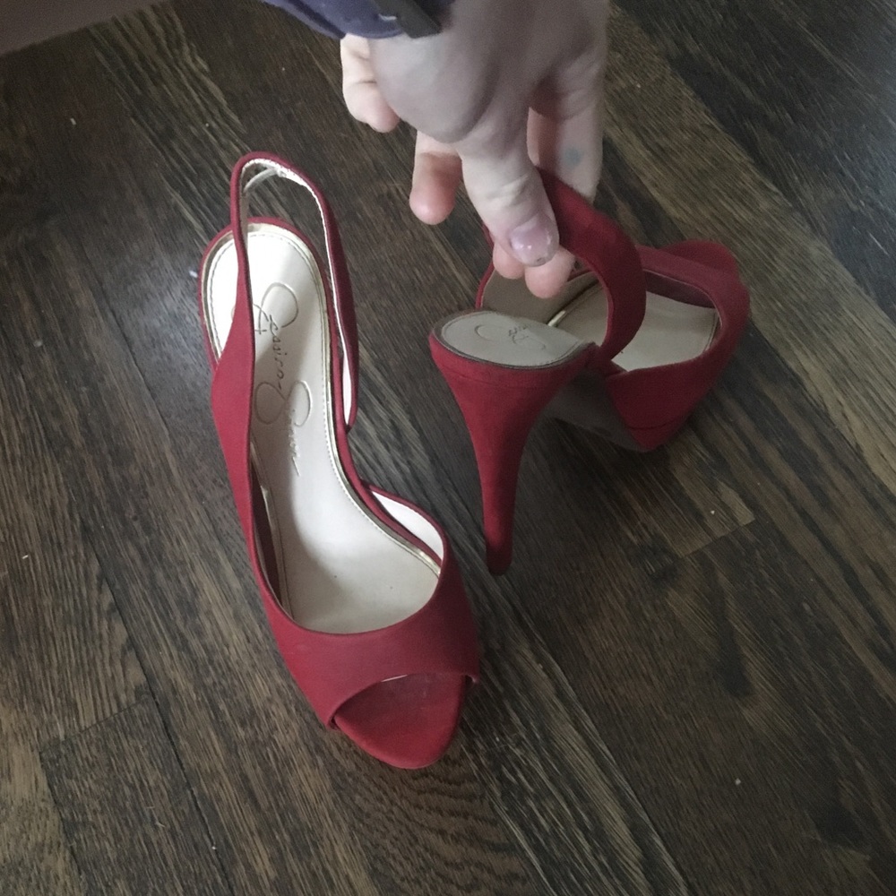 Vibrant red Jessica Simpson heels